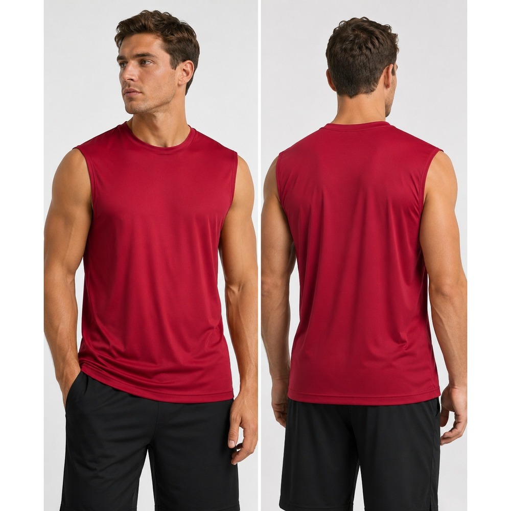Unbranded Muscle Tank Women Medium Burgundy Sleeveless Athletic Crew Neck Top